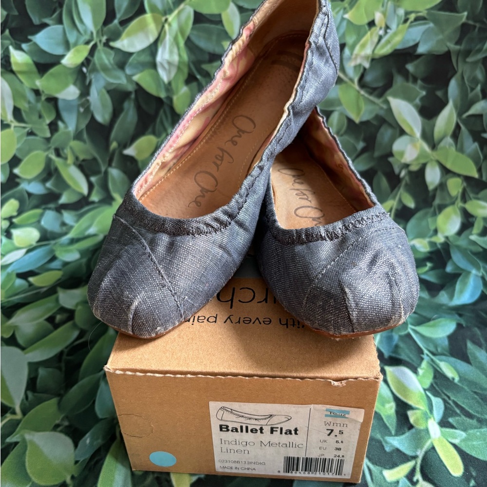 Toms Classic Flats Metallic Indigo 7.5